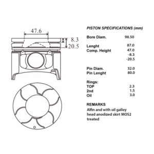 Kit pistone c/sgm std pajero 3200 4m41