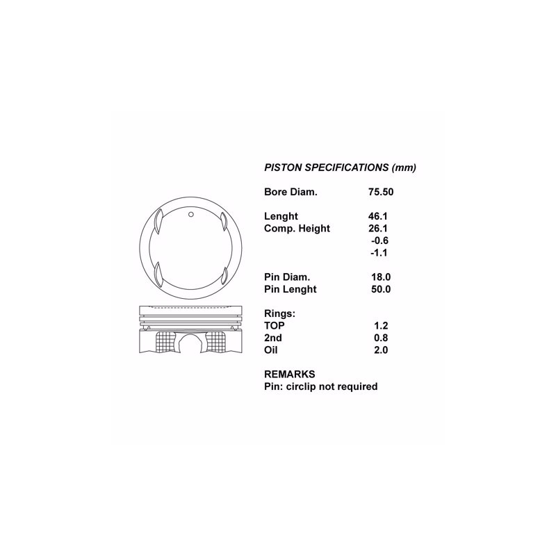 Kitpistoni motore completi 050 4a91