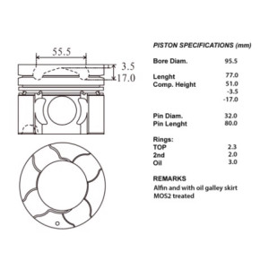 Kit pistoni canter 3.0td 4m42 cam.comb. 55,50