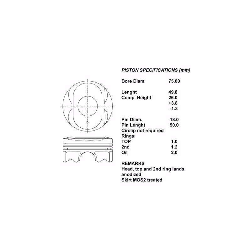 Serie pistoni motore completi std 1.6 2010  4a92