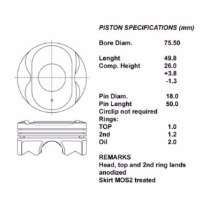 Serie pistoni motore completi 050 1.6 2010  4a92