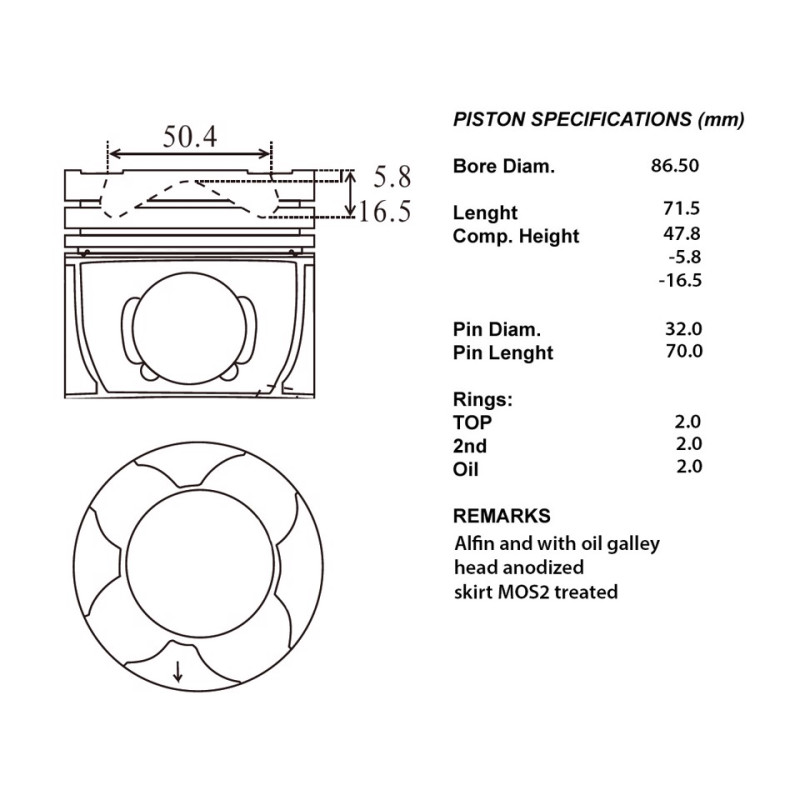 Serie pistoni motore completi 050