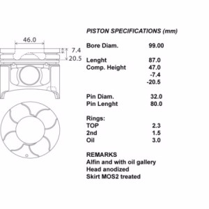 Kit pistoni compl.+050 mts  2007 08/08 160/170cv