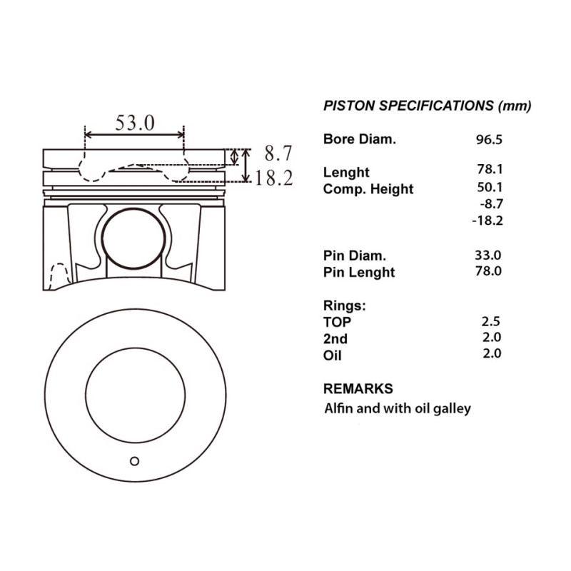 Kit pistoni compl.+050 nissan  