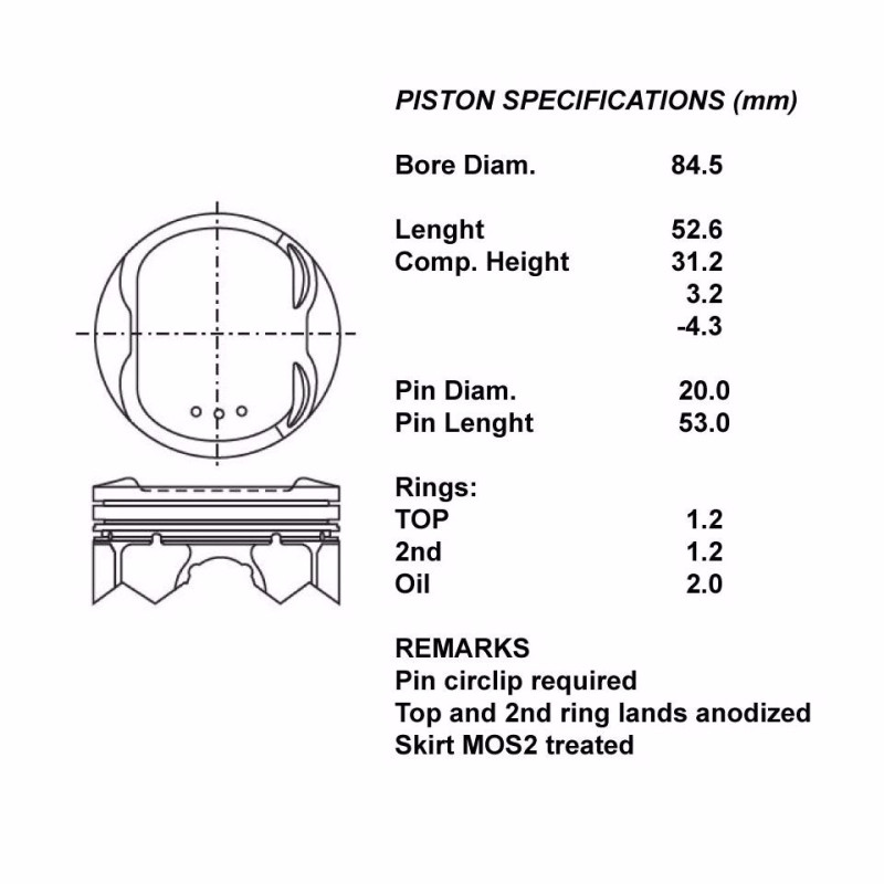 S/pistoni motore compl. + 0,50  
