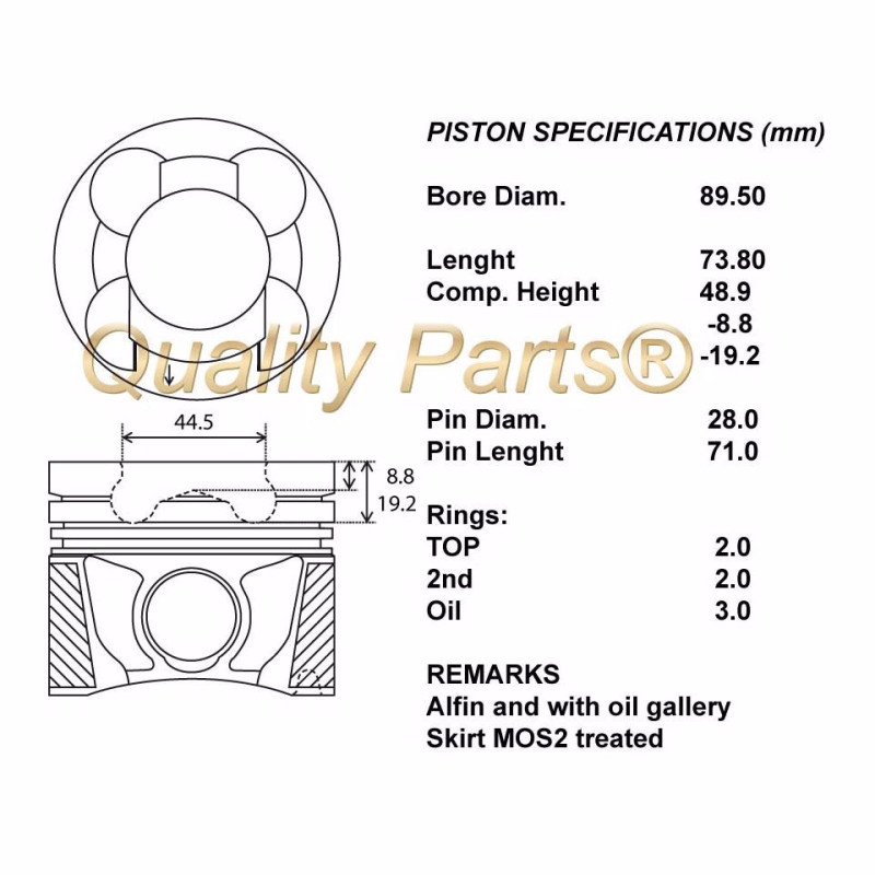 Kit pistoni compl.+050  