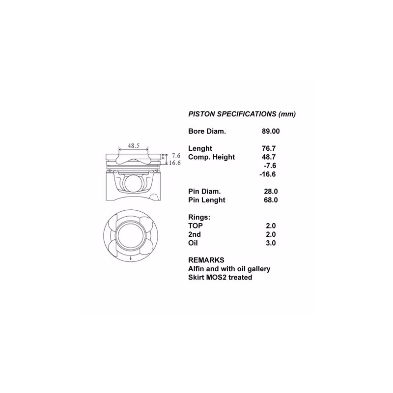 Kit pistoni std 48.5 mm cabstar yd25ddti