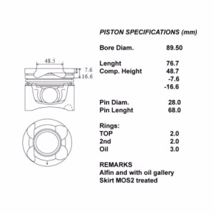Kit pistoni motore compl.+050