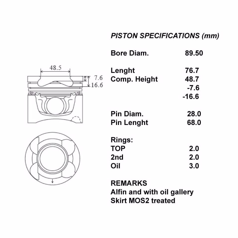 Kit pistoni compl.+050
