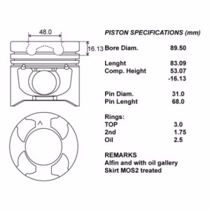 Kit pistoni std compl + 0.50 mot g9ua6  