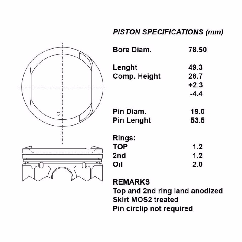 Serie pistoni motore completi 050 euro4