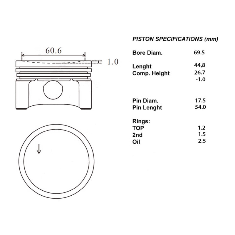 Kit pistoni motore completi 050