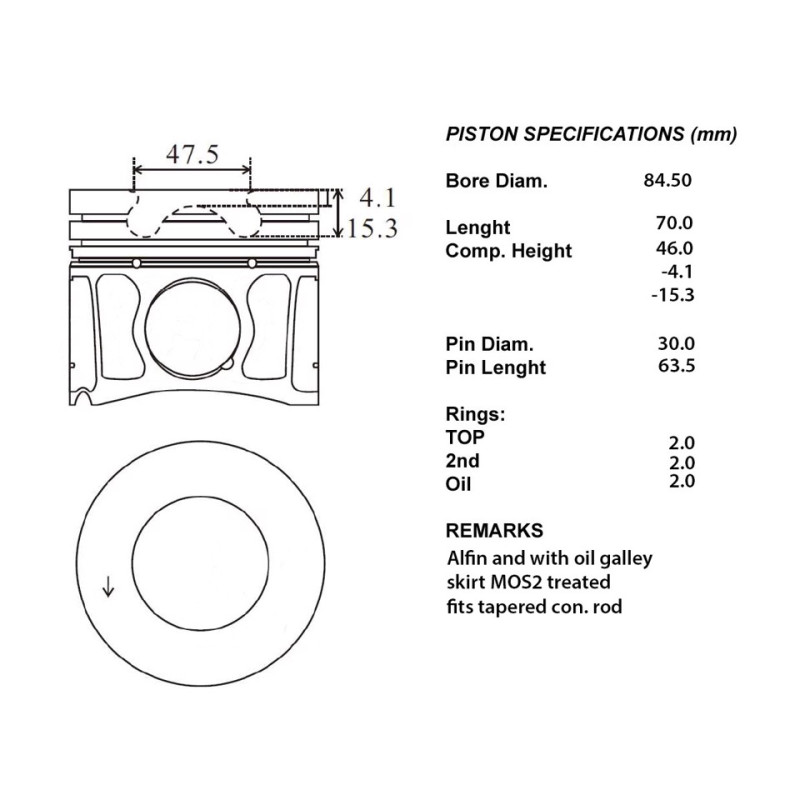 Kit pistoni motore completi 050 (2-2-2)