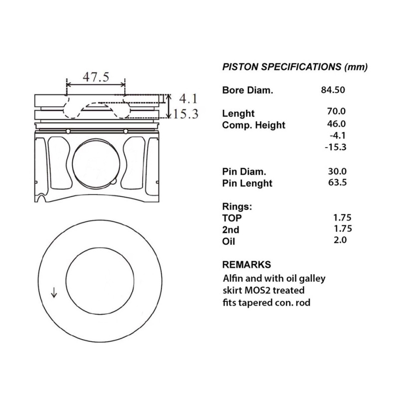 Kit pistoni motore completi 050 (1.75-1.75-2)