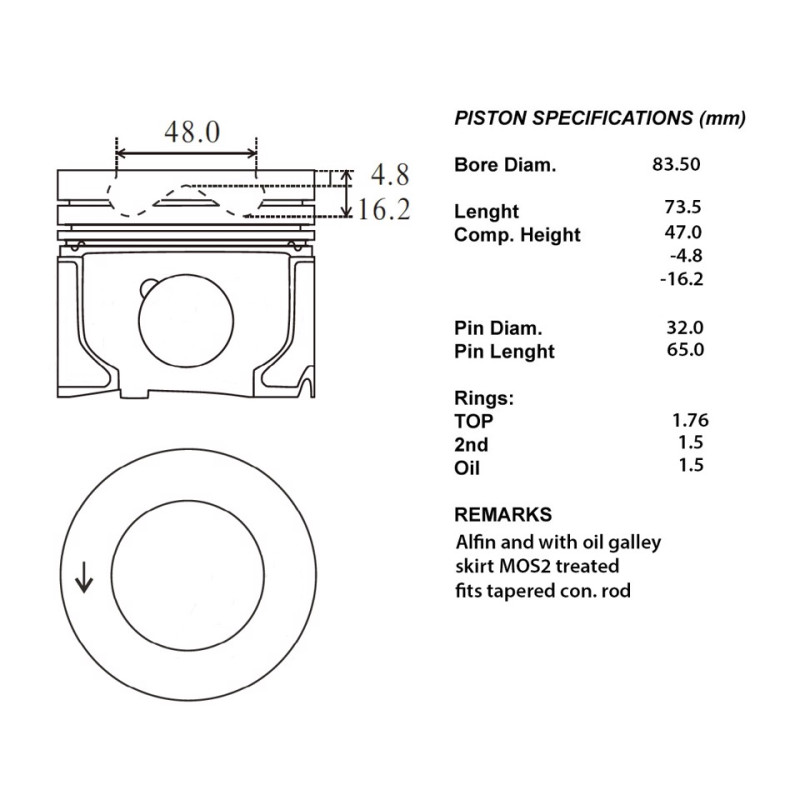 Kit pistoni motore completi 050