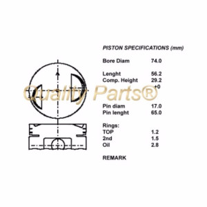 Kit pistoni compl. std g13ba ø 74,00 testa piana