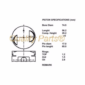 Kit pistoni compl. 050 g13ba ø 74,50 testa piana