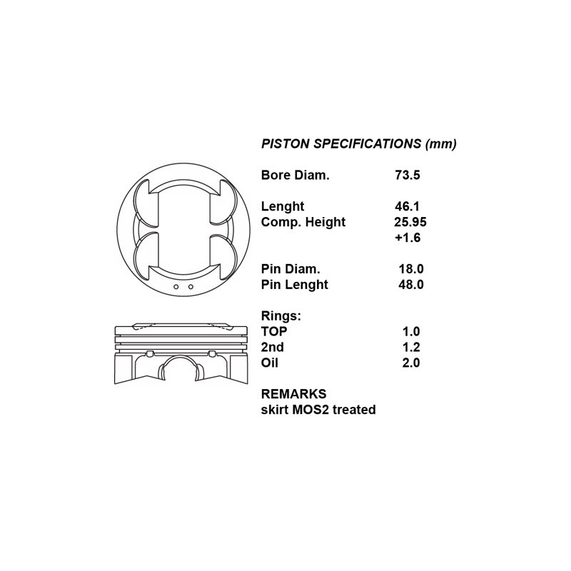 Kit pistoni motore completi 0.50
