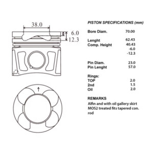 4 pistoni compl. 1.3mjt 16v ø69,60+0,40 camera ø38