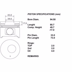 Kit pistoni compl. + 0,50  