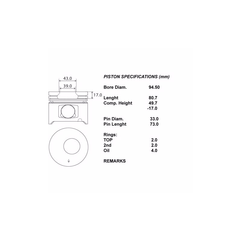 Kit pistoni compl. + 0,50  