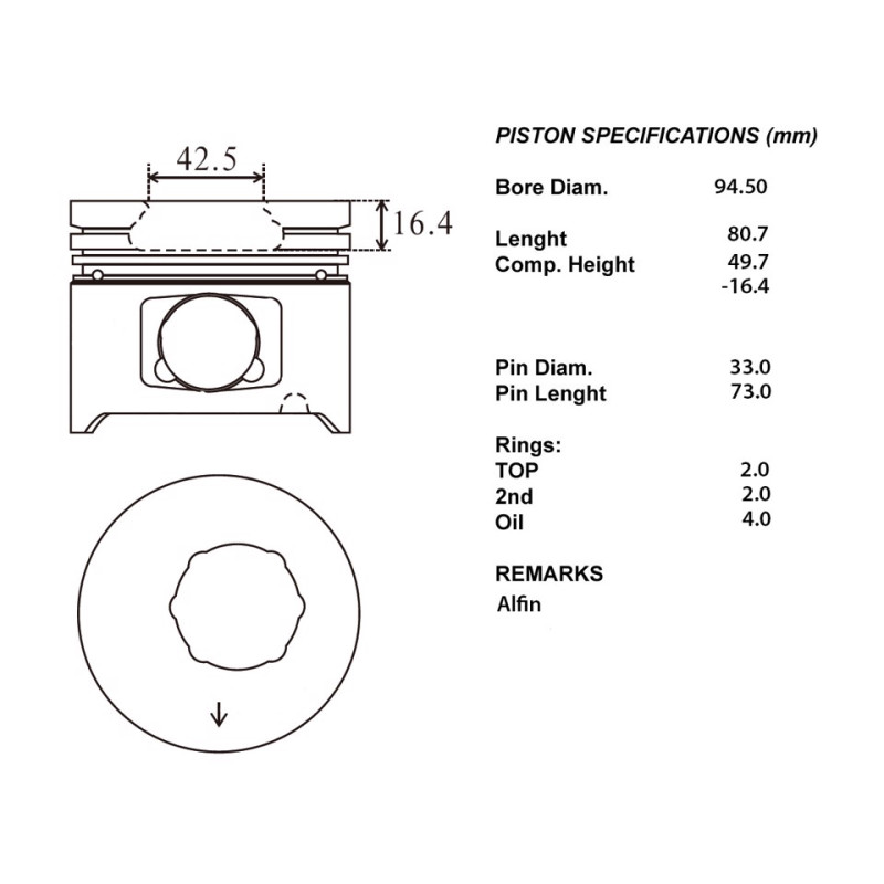 Serie pistoni motore completi 050