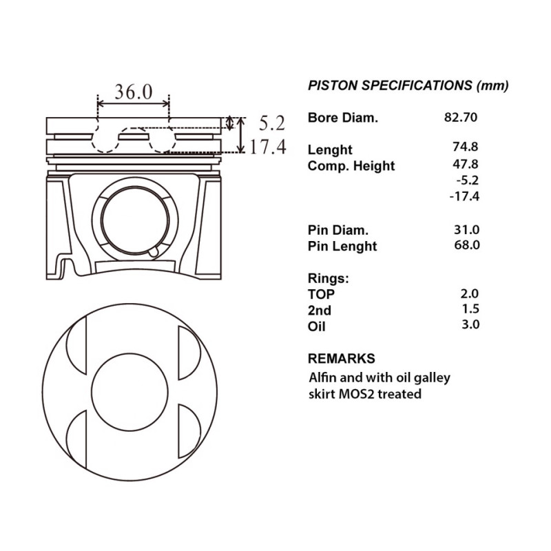 Kit pistoni compl. + 0,50  