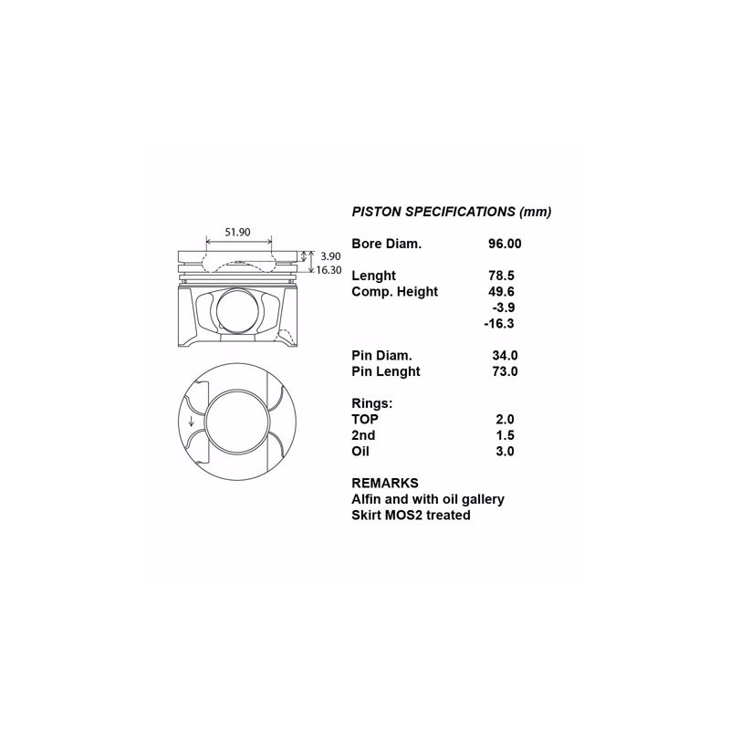 Kit pistoni std kdj150 3.0 1kdftv