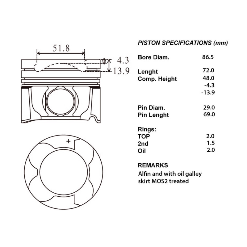Kit pistoni compl. + 0,50  
