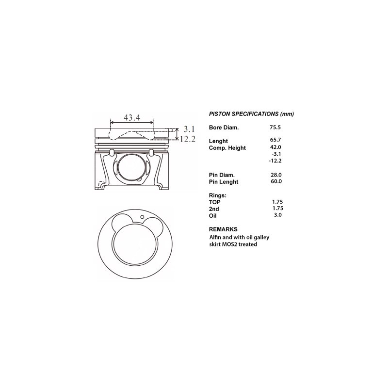 Kit pistoni compl.+ 0,50  