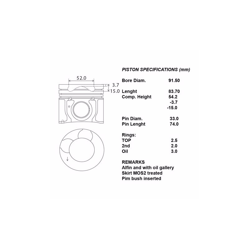 Kit pistoni compl.+ 0,50
