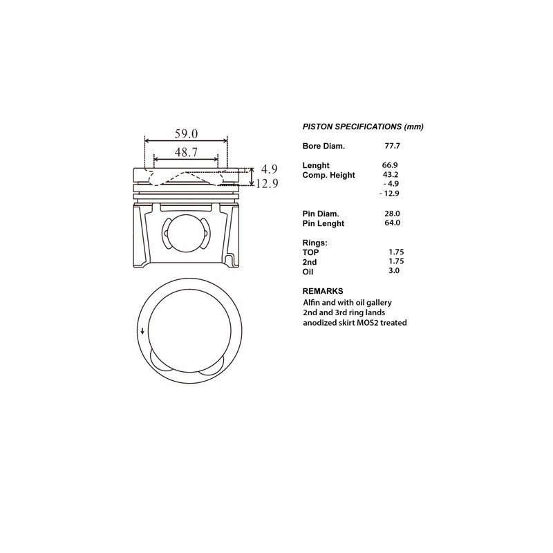 Serie pistoni motore completi 050