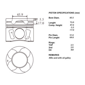 Serie pistoni motore completi 050