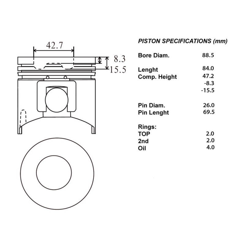 Kit pistoni motore completi 050