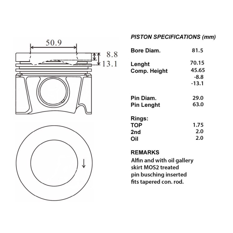 S/pistoni motore completi 050