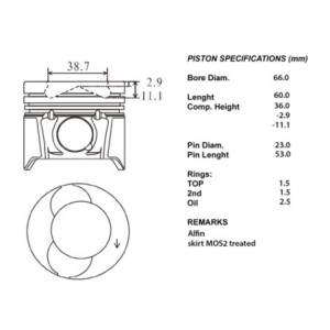 Serie pistoni motore completi 050(om660)