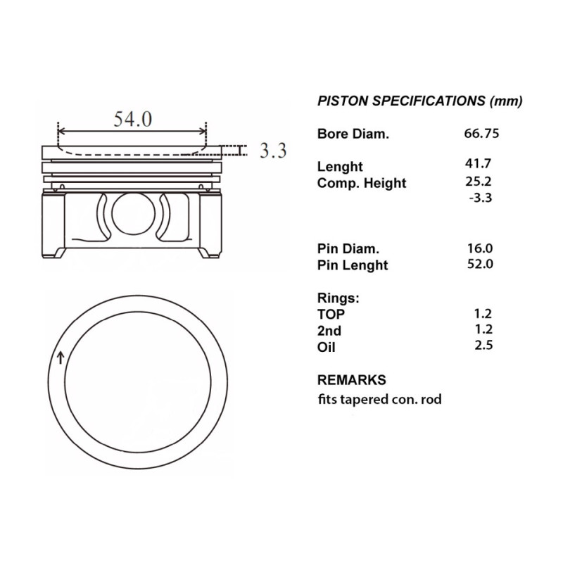 Kit pistoni motore completi 025 spø16 0.7