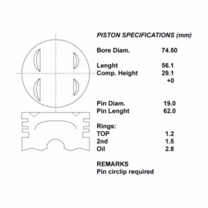Kit pistoni nudi + 050