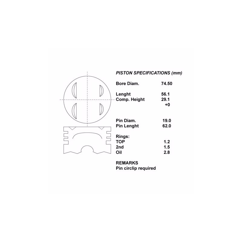 Kit pistoni nudi + 050