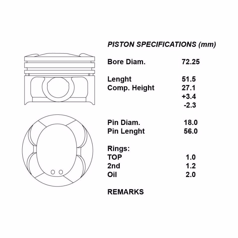 Kit pistoni motore fortwo 1.0i 451 2007