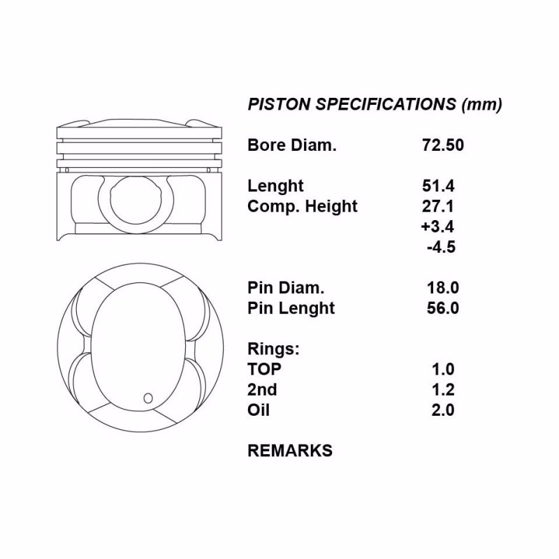 Kit pistoni motore completi 050 cam. ° 1.0 132930