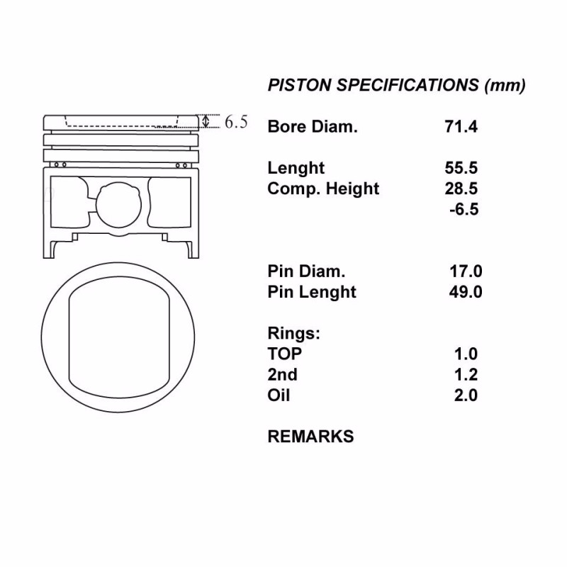 Kit pistoni motore completi 040 porter da471qlr