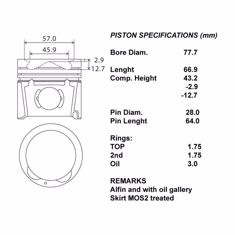 Serie pistoni motore completi 050 d4fd
