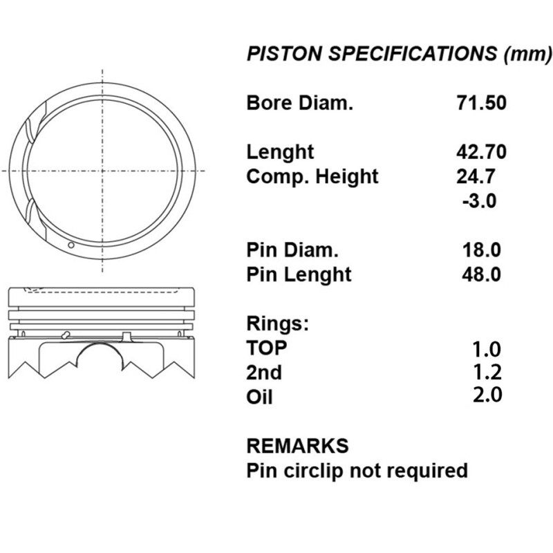 Kit pistoni 050 c/seg i10 08- 12