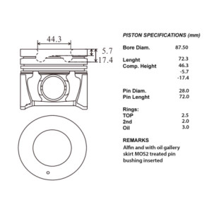 Kit pistoni compl.+ 0,5 hyundai 2.2cc  