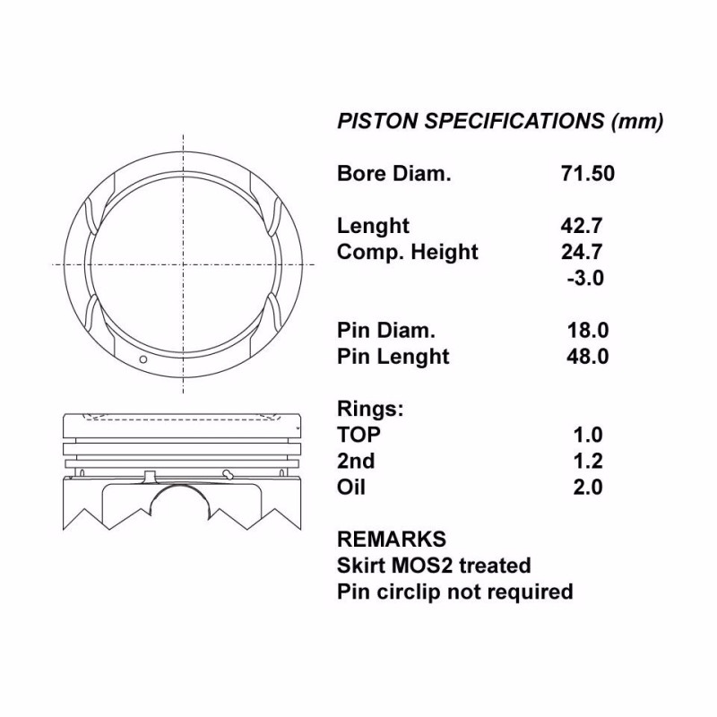 Kit pistoni compl +050  