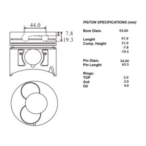 Kit pistoni c/seg std trooper 2800 tdi