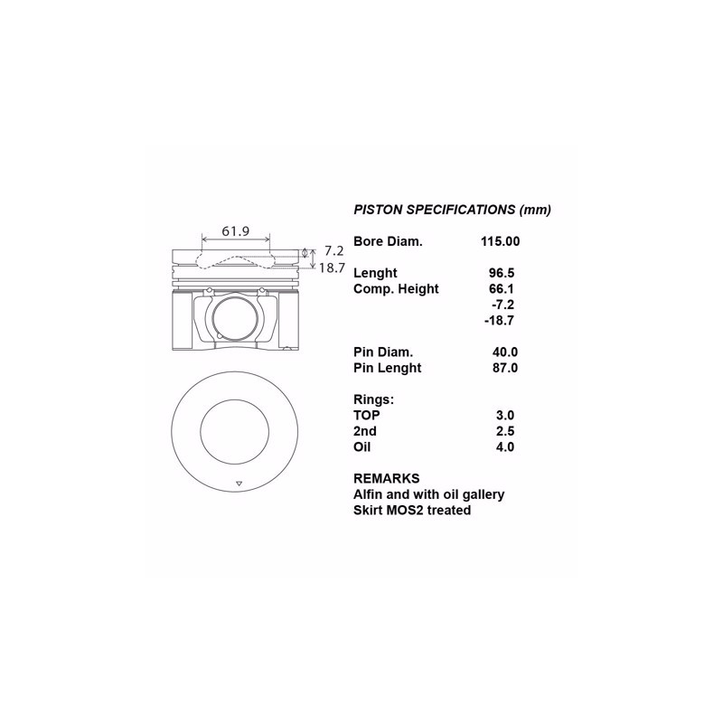 Kit pistoni c/sgm std npr 5.2 td